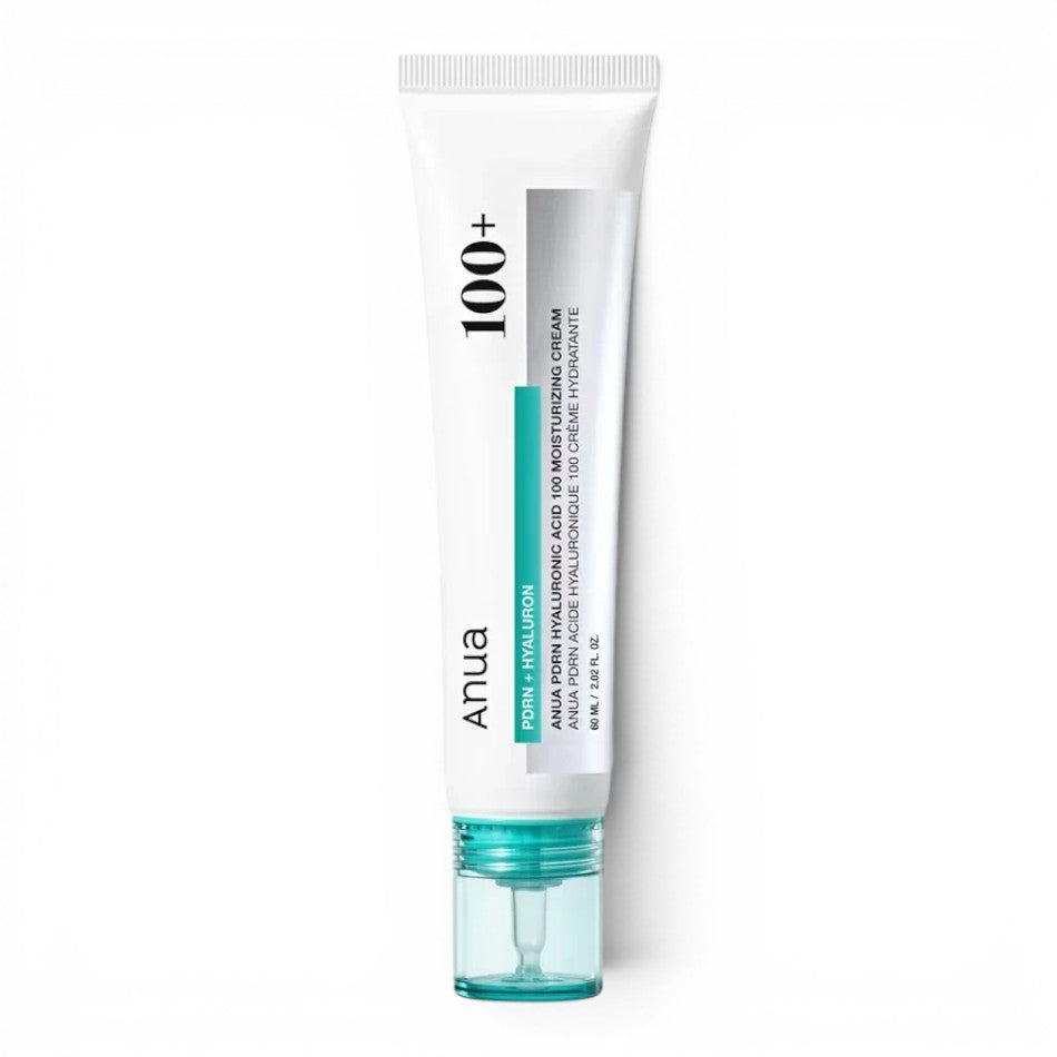 Anua PDRN Hyaluronic Acid 100 Moisture Cream in a white tube with a teal cap, sold by bareskin.lt