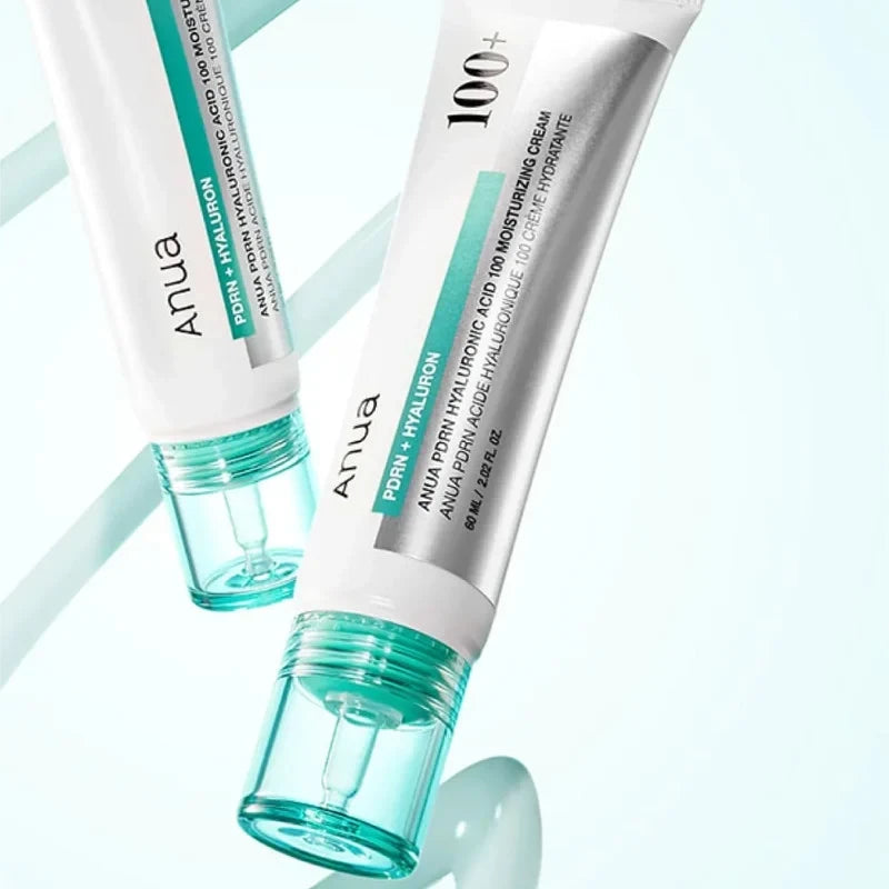 bareskin.lt Anua PDRN Hyaluronic Acid 100 Moisture Cream drėkinamasis kremas su PDRN ir hialurono rūgščių kompleksu, sukurtas išsausėjusiai, jautriai ar nusilpusiai odai