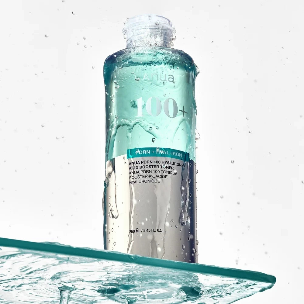 bareskin.lt Anua PDRN 100 Hyaluronic Acid Booster Toner drėkinamasis tonikas su PDRN ir įvairių formų hialurono rūgštimi, sukurtas palaikyti odos drėgmės balansą, elastingumą ir komfortą