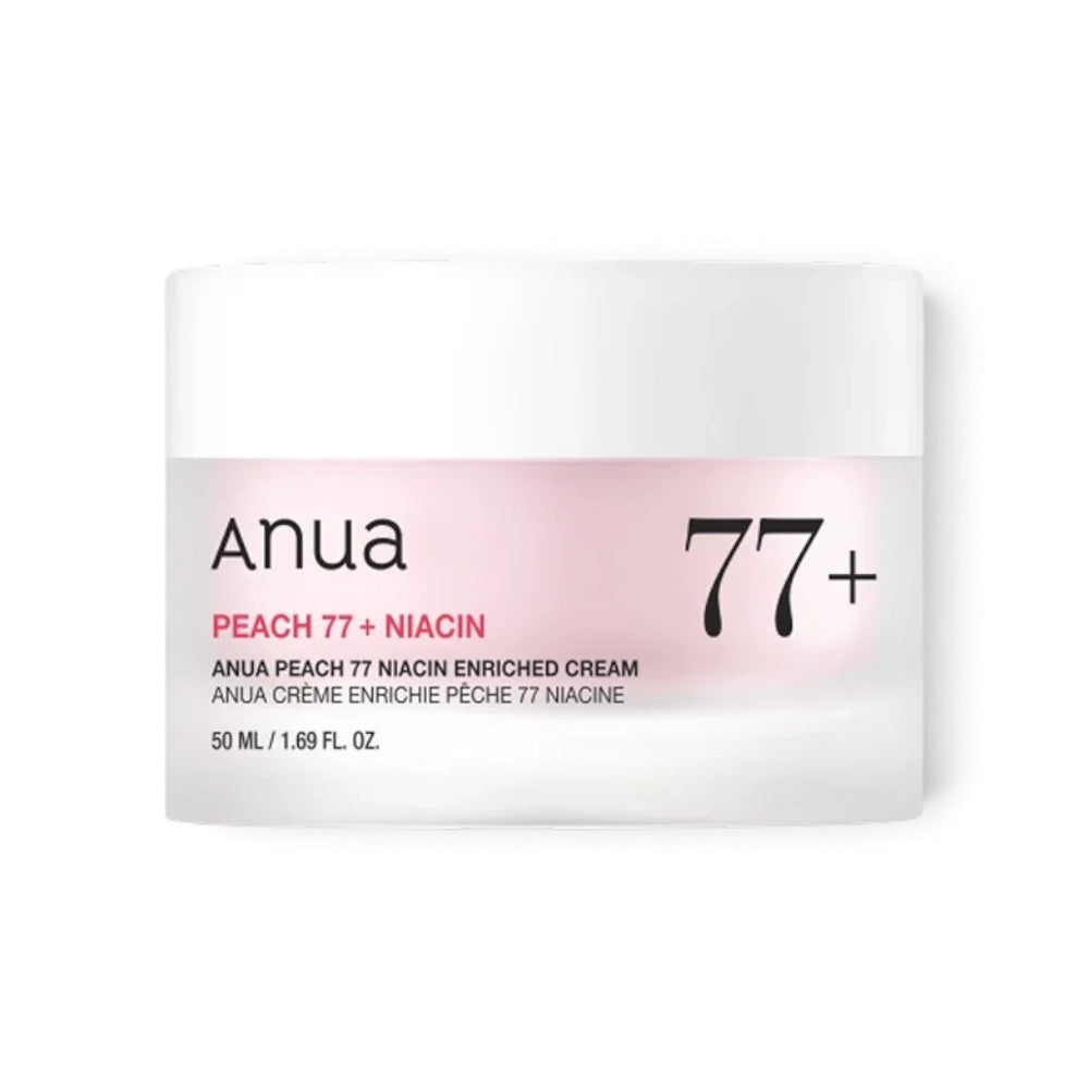 bareskin.lt Anua Peach 77 Niacin Enriched Cream drėkinantis persikų ekstrakto 77% veido kremas, kuris padeda atkurti papilkėjusią odą bei suteikia jai švytėjimo