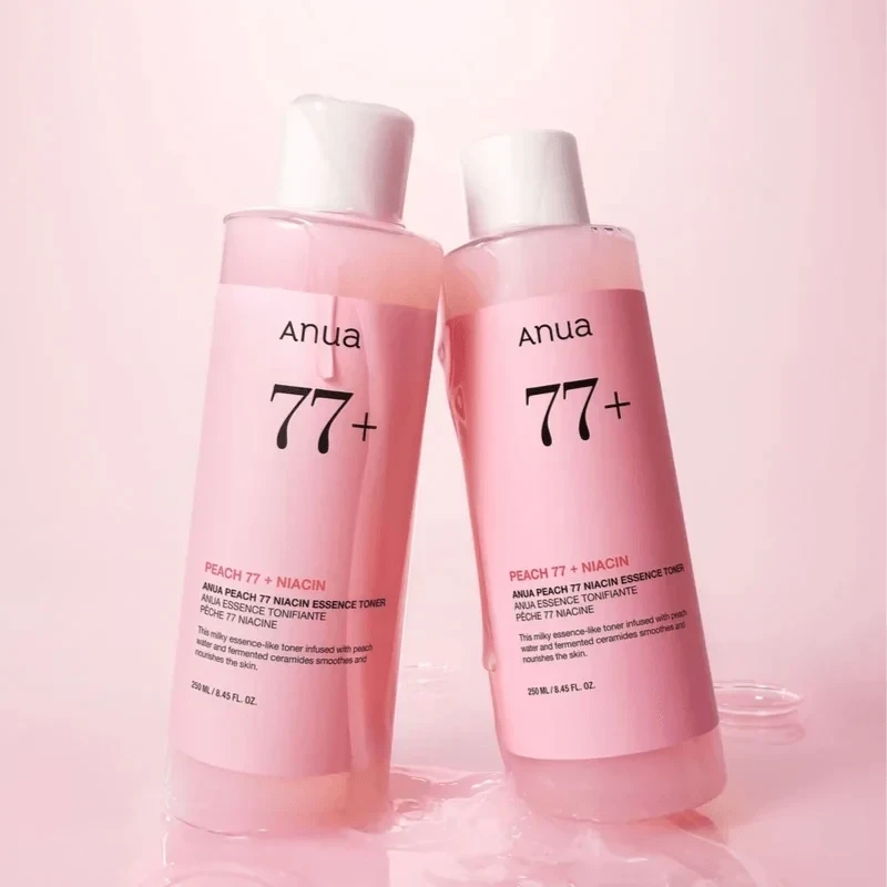 bareskin.lt ANUA Peach 77 Niacin Essence Toner drėkinantis esencinis tonikas su persikų vaisių ekstraktu. Jame yra drėkinančių ingredientų, tokių kaip pantenolis ir keramidai, kurie sustiprina odos apsauginį barjerą
