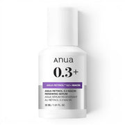 Anua Nano Retinol 0.3% + Niacin Renewing Serum in a white bottle from bareskin.lt for skin texture improvement.