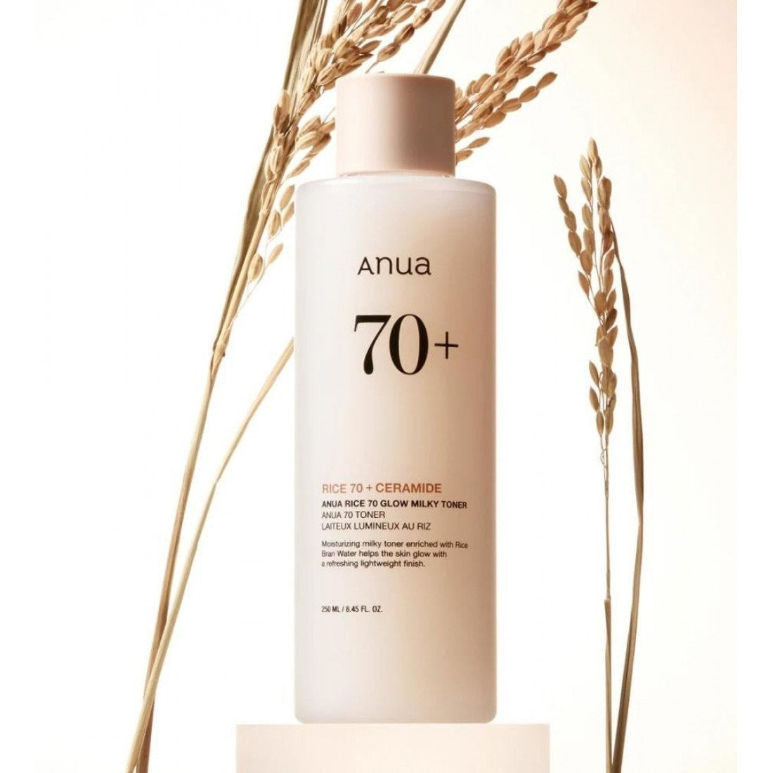 bareskin.lt Anua Rice 70 Glow Milky Toner ddą skaistinantis ryžių tonikas, skirtas kasdieniam naudojimui, suteikia intensyvų drėkinimą