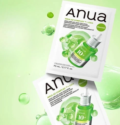 bareskin.lt Anua Azelaic Acid Hyaluron Redness Soothing Serum Mask lakštinė veido kaukė, sukurta jautriai, dehidratuotai ir į odos netobulumus linkusiai odai