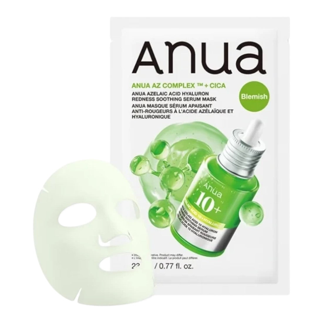 bareskin.lt Anua Azelaic Acid Hyaluron Redness Soothing Serum Mask lakštinė veido kaukė, sukurta jautriai, dehidratuotai ir į odos netobulumus linkusiai odai