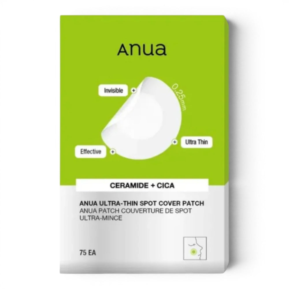 bareskin.lt Anua Ultra-Thin Spot Cover Patch ploni, beveik nepastebimi spuogų pleistrai, kurie padeda apsaugoti pažeistą odą ir pagreitinti jos gijimą. Sudėtyje esantys Centella Asiatica ekstraktas, alavijas ir madekasosidas ramina sudirgimus bei mažina paraudimą