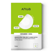 bareskin.lt Anua Ultra-Thin Spot Cover Patch ploni, beveik nepastebimi spuogų pleistrai, kurie padeda apsaugoti pažeistą odą ir pagreitinti jos gijimą. Sudėtyje esantys Centella Asiatica ekstraktas, alavijas ir madekasosidas ramina sudirgimus bei mažina paraudimą