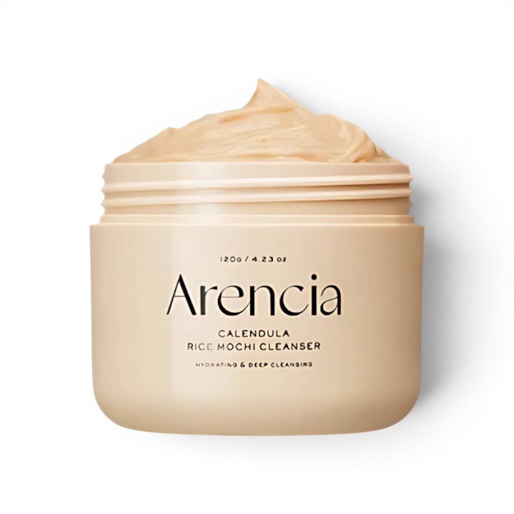 bareskin.lt Arencia Calendula Rice Mochi Cleanser daugiafunkcis 3 in 1 prausiklis, tinkantis kasdieniam naudojimui. Jis veikia kaip prausiklis, švelnus šveitiklis ir makiažo valiklis viename
