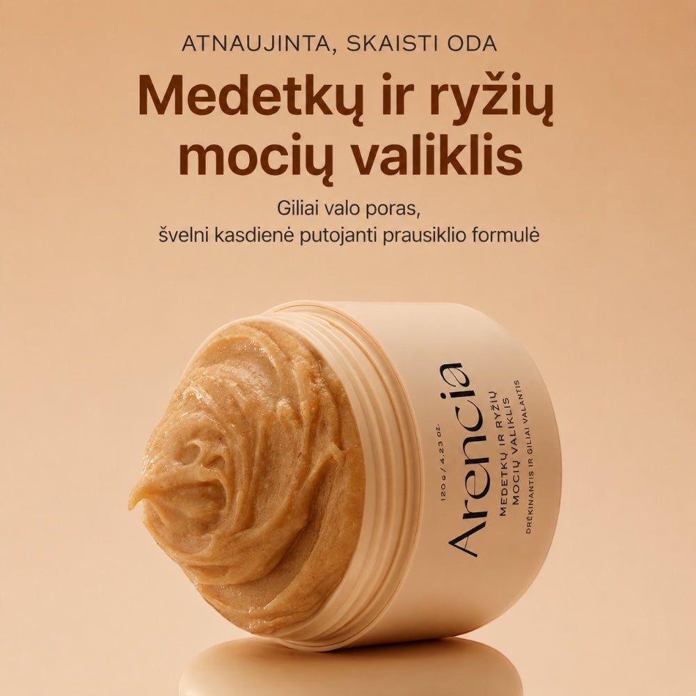 bareskin.lt Arencia Calendula Rice Mochi Cleanser daugiafunkcis 3 in 1 prausiklis, tinkantis kasdieniam naudojimui. Jis veikia kaip prausiklis, švelnus šveitiklis ir makiažo valiklis viename