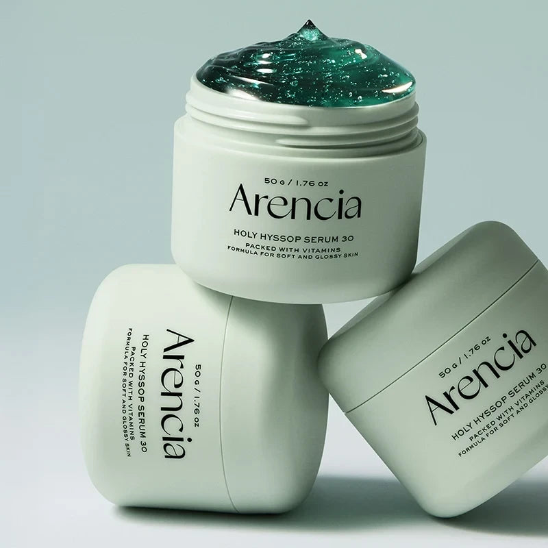 bareskin.lt Arencia Holy Hyssop Serum 30 lengvos, žele konsistencijos serumas, skirtas odos atgaivinimui ir skaistumo suteikimui