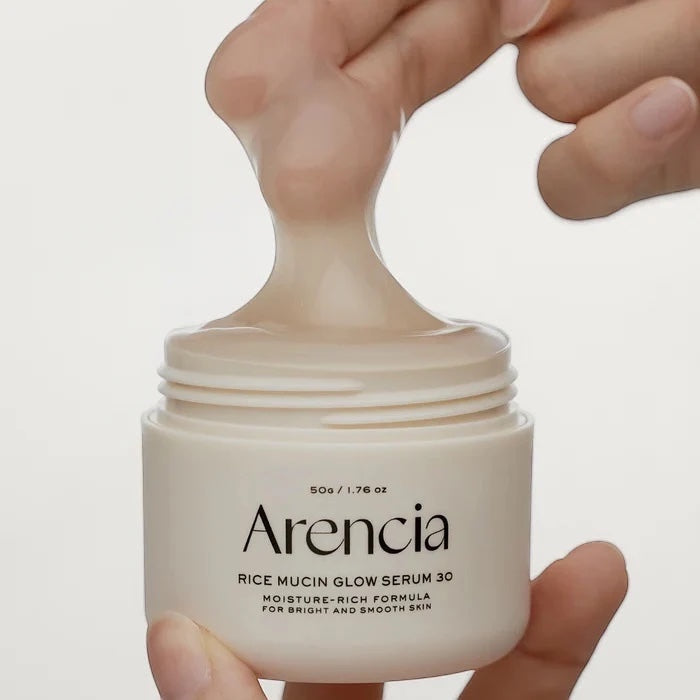 bareskin.lt Arencia Rice Mucin Glow Serum 30 intensyviai drėkinantis žele konsistencijos serumas, padedantis išlaikyti odos skaistumo ir gyvybingumo įspūdį