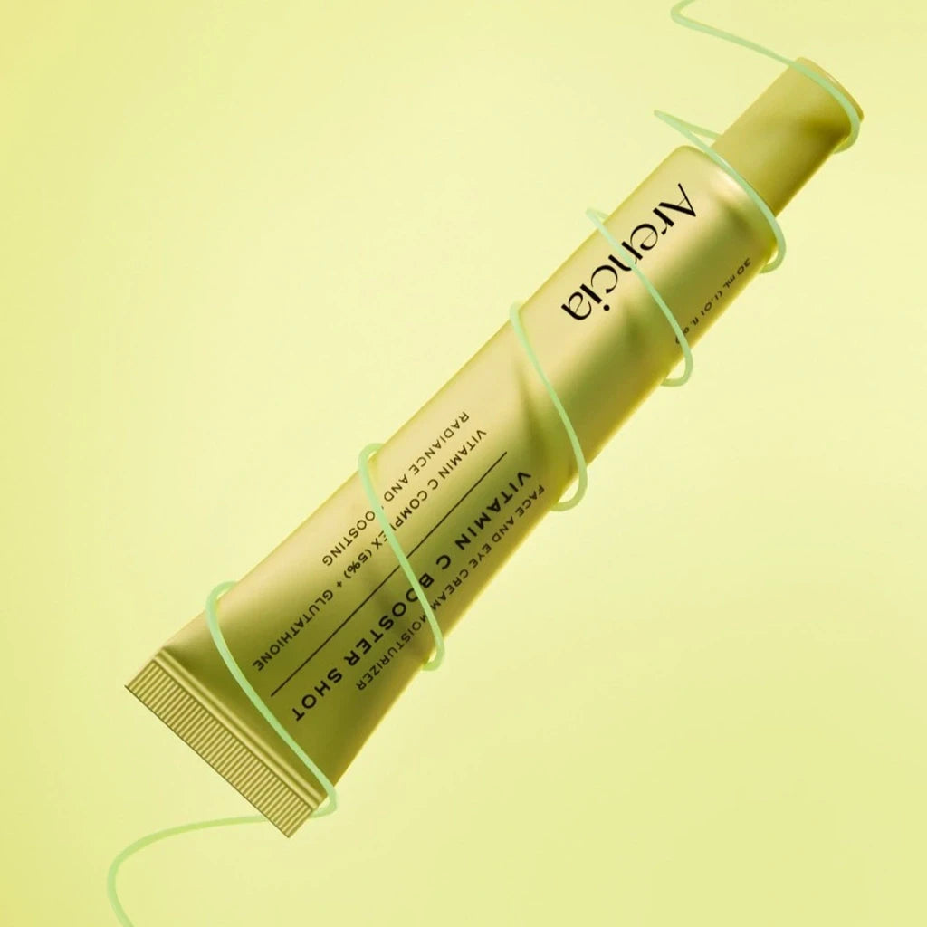 bareskin.lt Arencia Vitamin C Booster Shot skaistinantis serumas su 5 % stabilizuotu vitaminu C, skirtas papilkėjusiai, skaistumą praradusiai ir netolygaus atspalvio odai