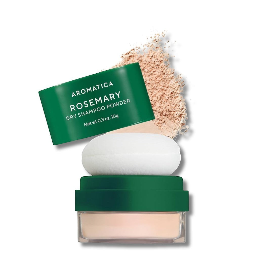 bareskin.lt AROMATICA Rosemary Dry Shampoo Powder sausas šampūnas atgaivina plaukus tarp įprastų plovimų