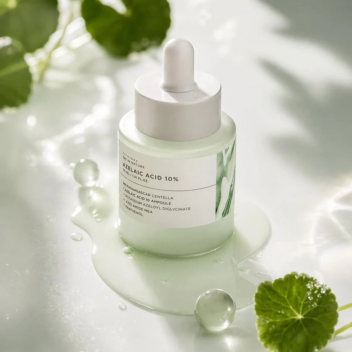 SKIN1004 Madagascar Centella Azelaic Acid 10 Ampoule by bareskin.lt in a glass dropper bottle with green accents.