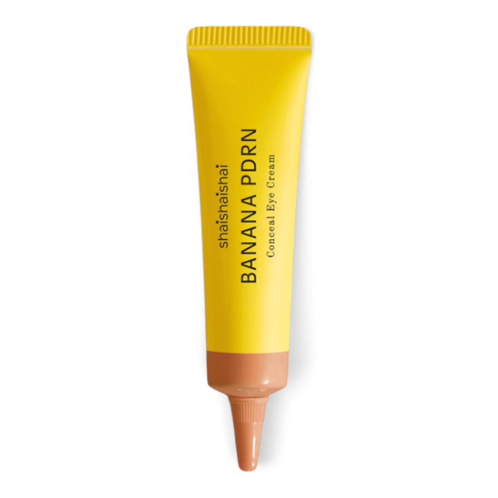 bareskin.lt shaishaishai Banana PDRN Conceal Eye Cream in a bright yellow tube for brightening tired under-eye skin