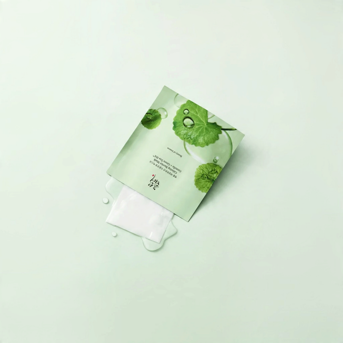 bareskin.lt Beauty of Joseon Calming Barrier Mask sheet mask with green tea and centella asiatica on green background
