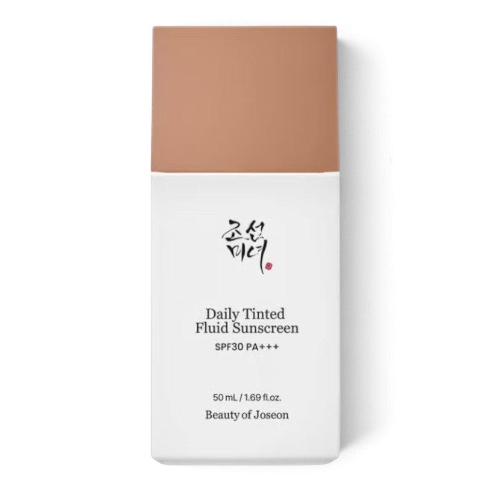 bareskin.lt Beauty of Joseon Daily Tinted Fluid Sunscreen SPF30 in a white bottle with a tan cap