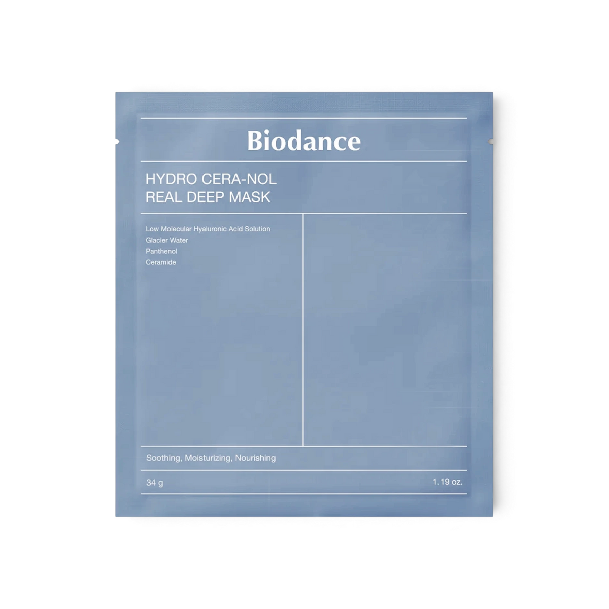 bareskin.lt Biodance Hydro Cera-Nol Real Deep Mask blue hydrogel sheet mask packaging for dry and sensitive skin