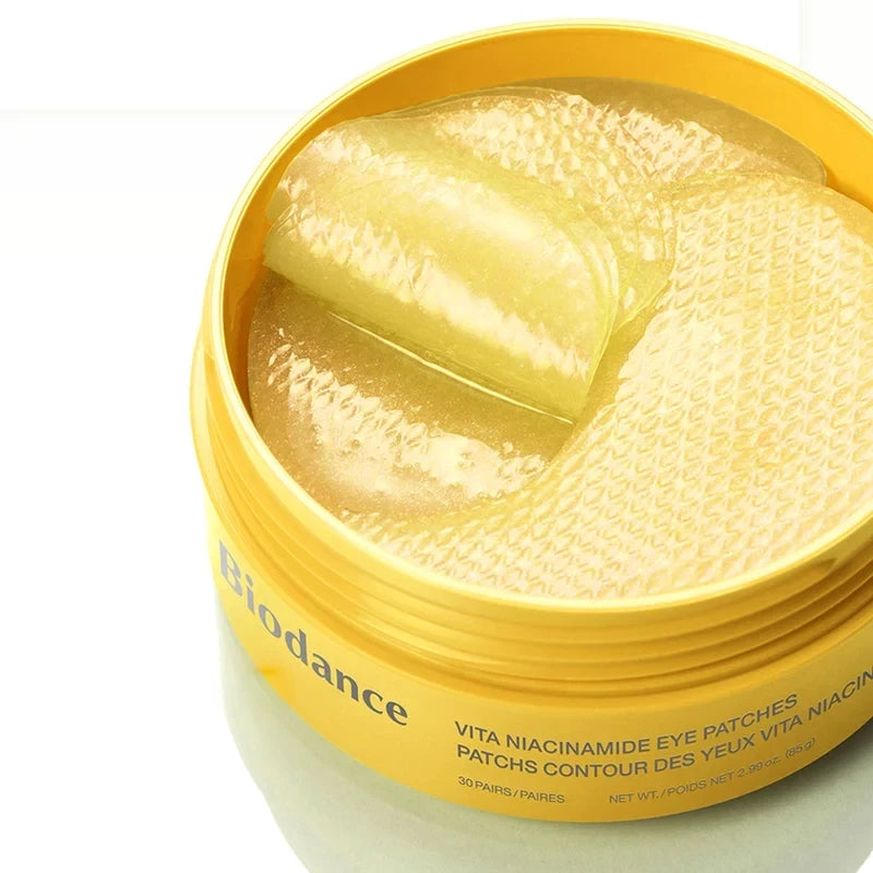 bareskin.lt Biodance Vita Niacinamide hydrogel eye patches hidrogeliniai paakių padeliai su niacinamidu, kofeinu ir ananasų vandeniu