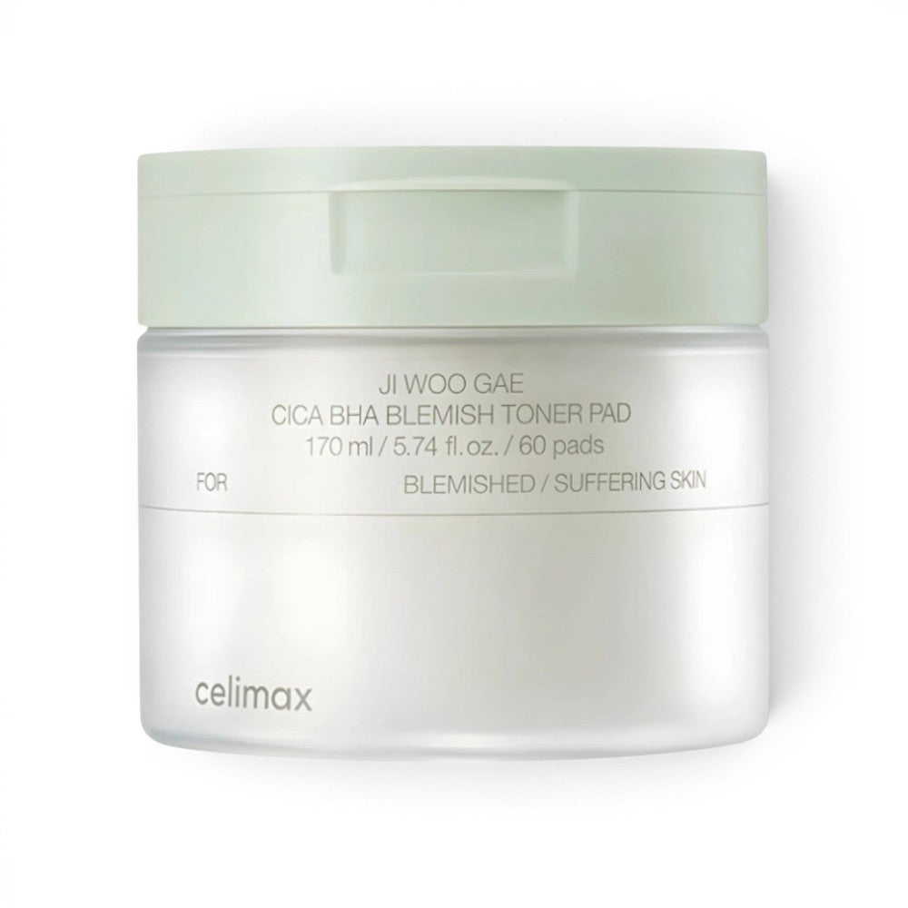 bareskin.lt Celimax Ji Woo Gae Cica BHA Blemish Toner Pads toniko padeliai su niacinamidu, pantenoliu ir hialurono rūgštimi