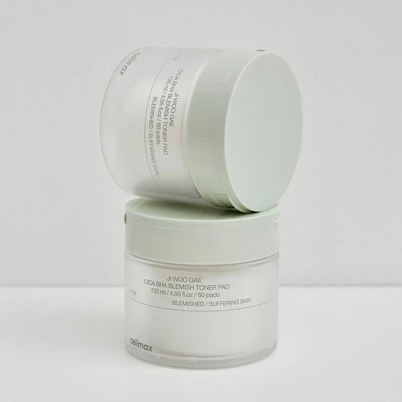bareskin.lt Celimax Ji Woo Gae Cica BHA Blemish Toner Pads toniko padeliai su niacinamidu, pantenoliu ir hialurono rūgštimi