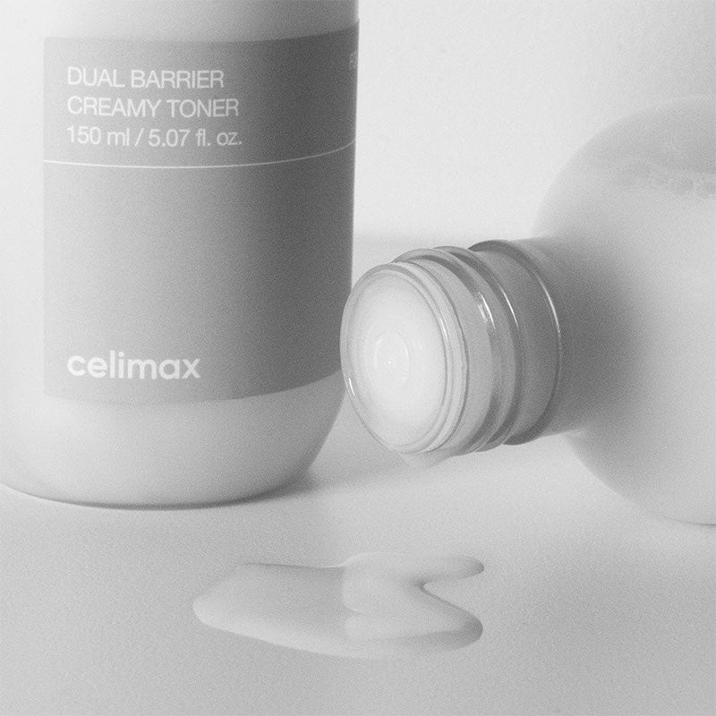bareskin.lt Celimax Dual Barrier Creamy Toner kreminės tekstūros drėkinantis veido tonikas su penkių rūšių keramidais, pantenoliu ir hialurono rūgštimi