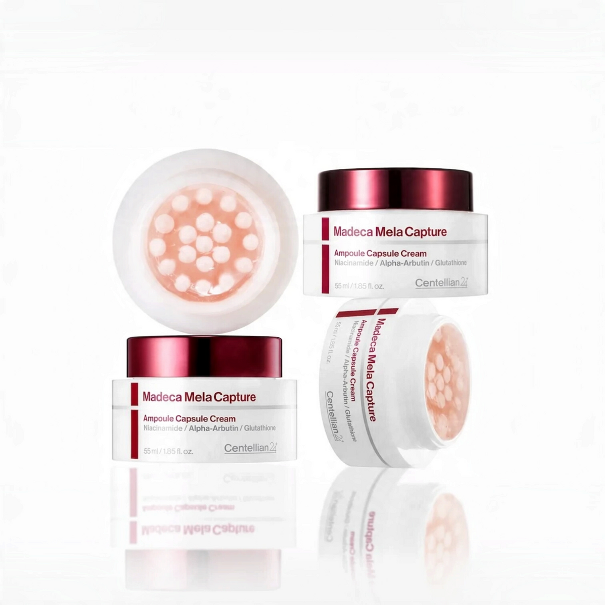 bareskin.lt Centellian24 Madeca Mela Capture Ampoule Capsule Cream with visible brightening capsules in a jar