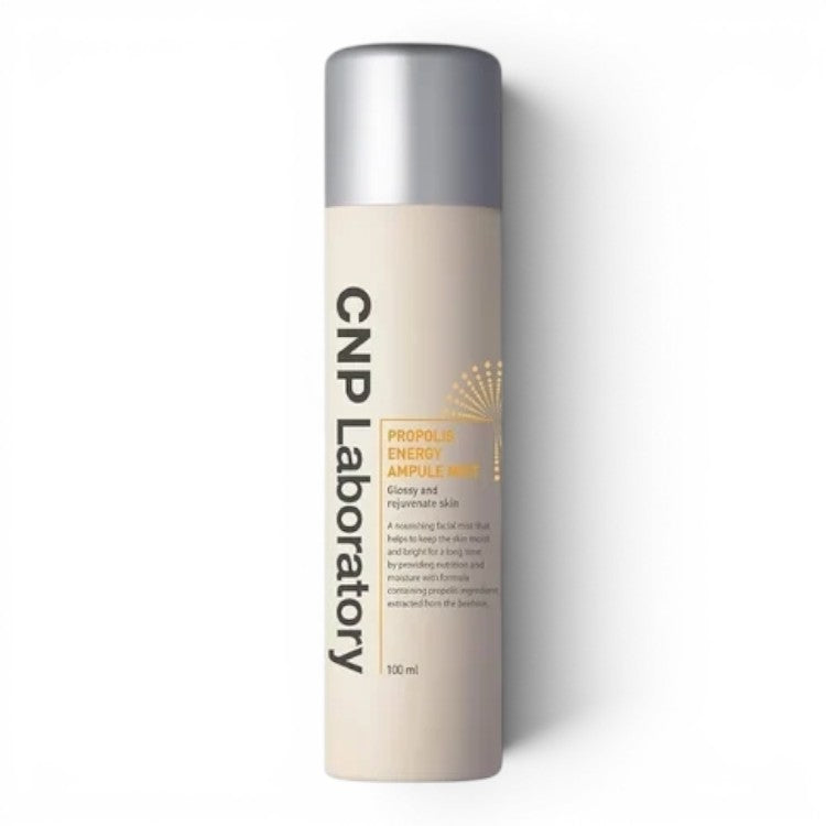 CNP Laboratory Propolis Energy Ampule Mist in a beige 100ml spray bottle for hydrating and glowing skin