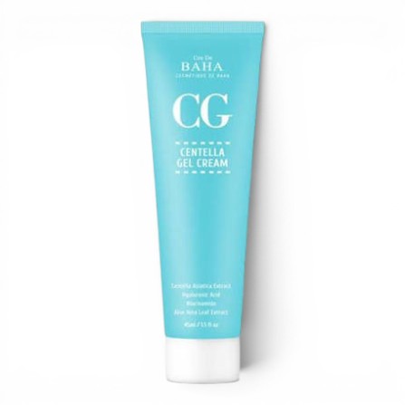 bareskin.lt Cos De BAHA Centella Gel Cream in a light blue tube for soothing and hydrating sensitive skin.