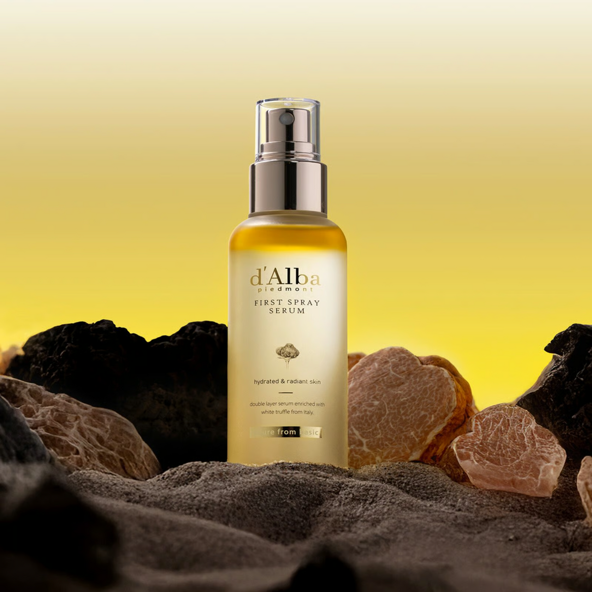 bareskin.lt D'Alba White Truffle Aromatic Spray Serum purškiamas serumas suteikia odai drėgmės ir išskirtinio švytėjimo (baltieji triufeliai)