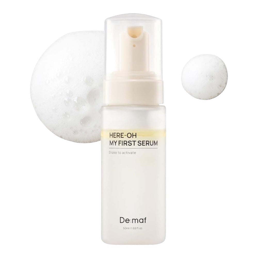 bareskin.lt De:maf Here-Oh My First Serum dvifazis drėkinamasis serumas, sukurtas odai, kuriai trūksta drėgmės, komforto ir minkštumo pojūčio