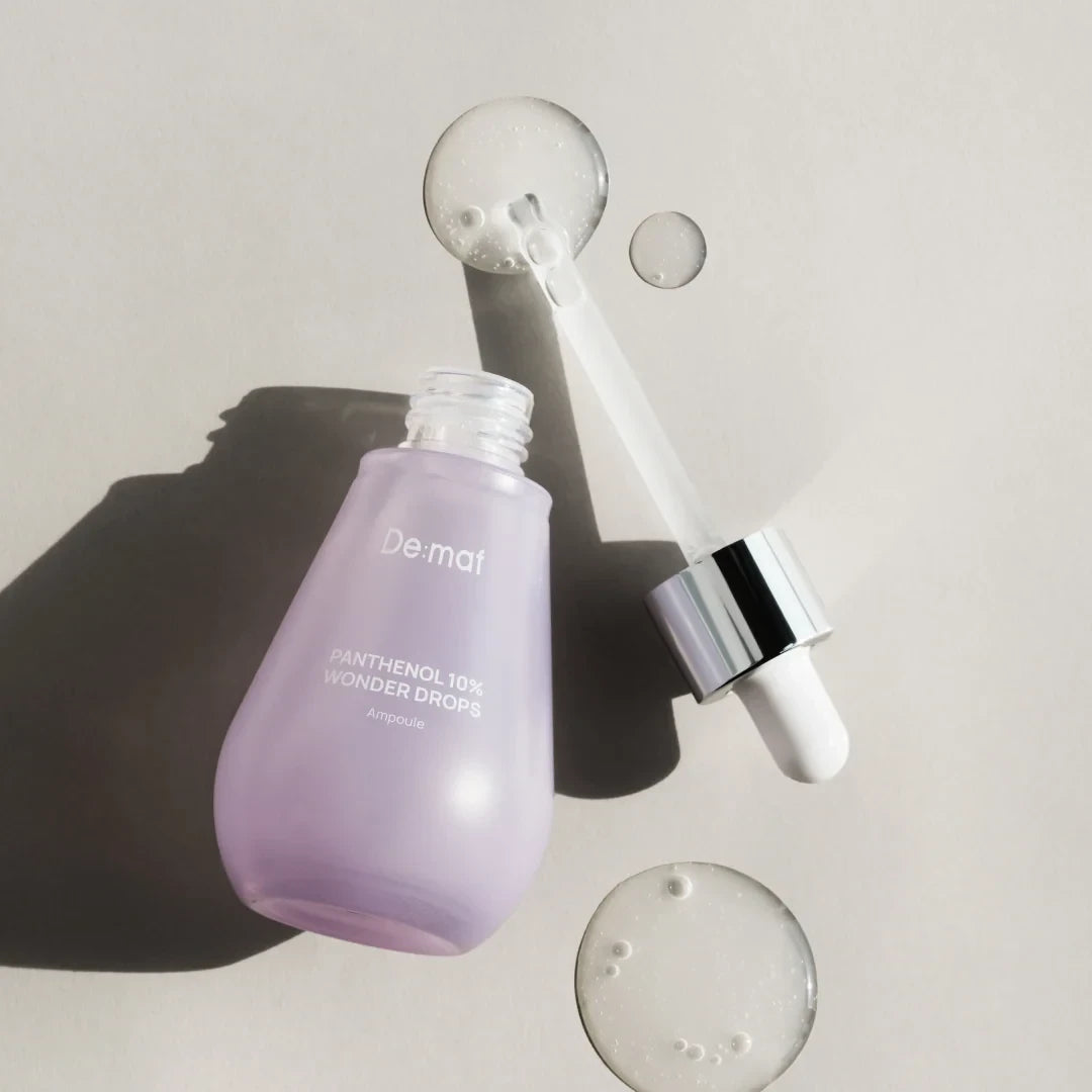 bareskin.lt De:maf Panthenol 30% Wonder Drops ampoule raminamoji ampulė su nakvišų žiedų ekstraktu