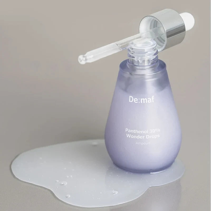 bareskin.lt De:maf Panthenol 30% Wonder Drops ampoule raminamoji ampulė su nakvišų žiedų ekstraktu