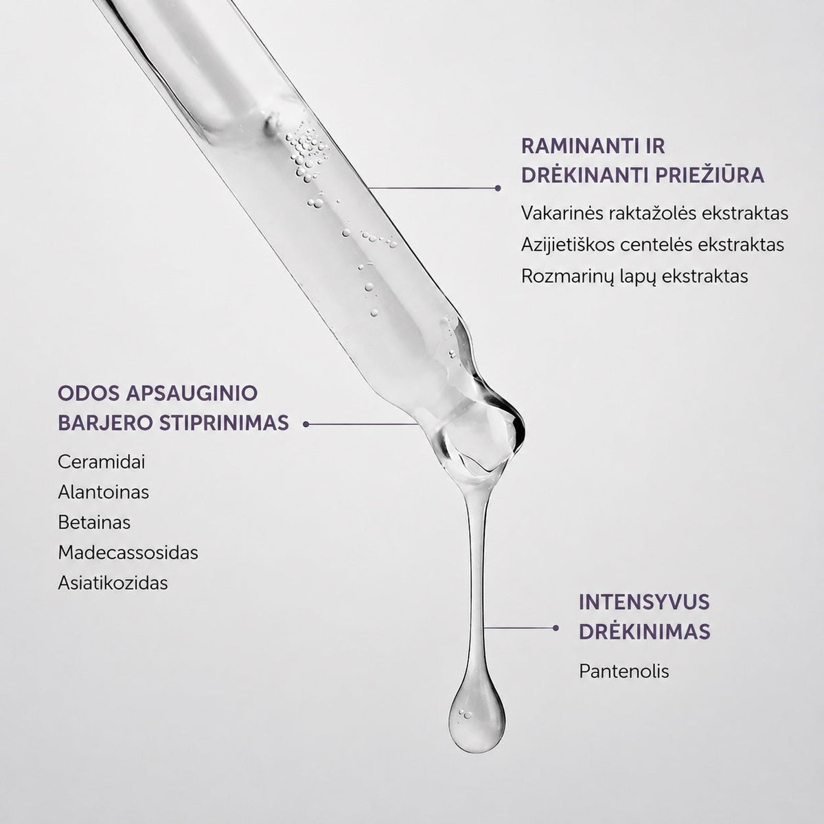 bareskin.lt De:maf Panthenol 30% Wonder Drops ampoule raminamoji ampulė su nakvišų žiedų ekstraktu