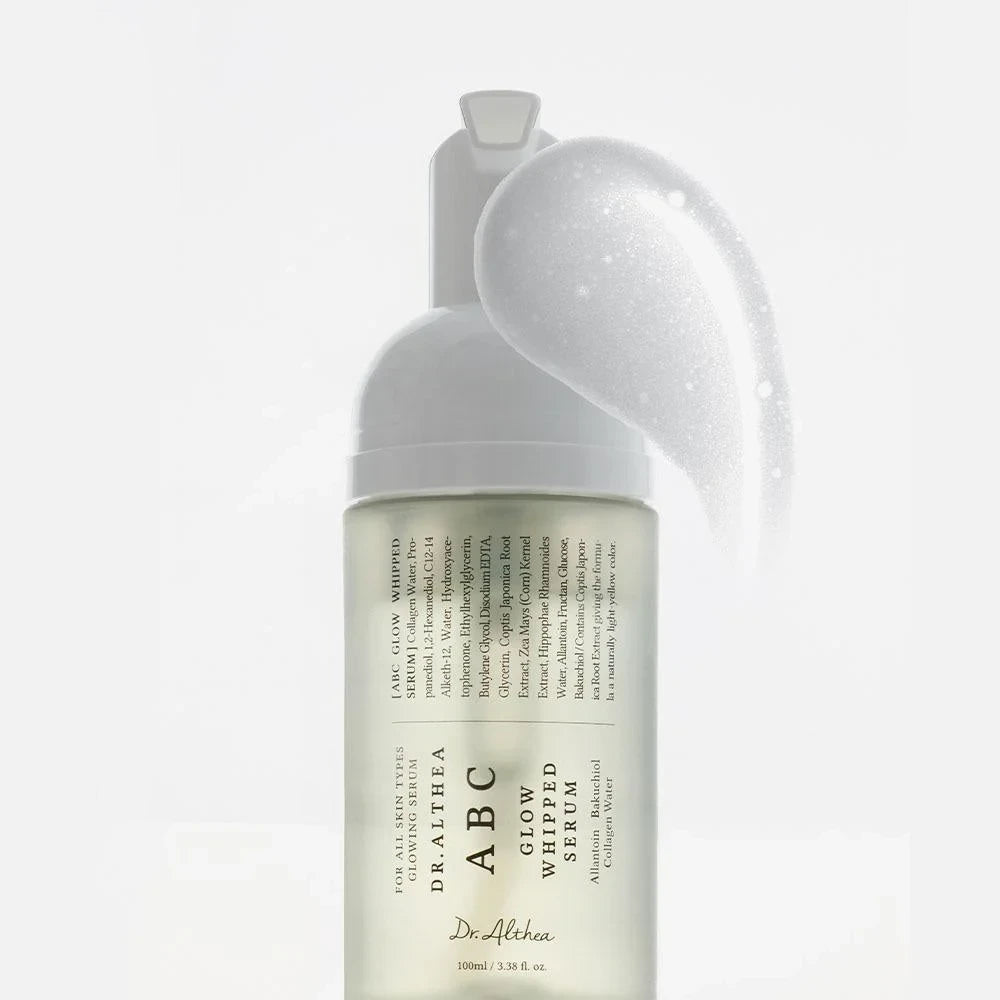 bareskin.lt Dr. Althea ABC Glow Whipped Serum putų pavidalo tekstūros veido serumas, skirtas odos drėgmės, elastingumo pojūčio ir natūralaus skaistumo palaikymui