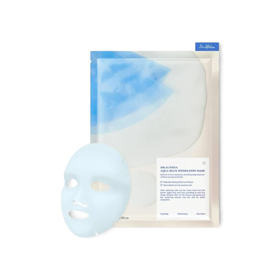 Dr. Althea Aqua Blue Hydration sheet mask from bareskin.lt, featuring soothing ingredients for deep skin moisture.