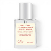 bareskin.lt Dr. Althea 15% Niacinamide Purity Serum in a clear glass bottle for oily and acne-prone skin.