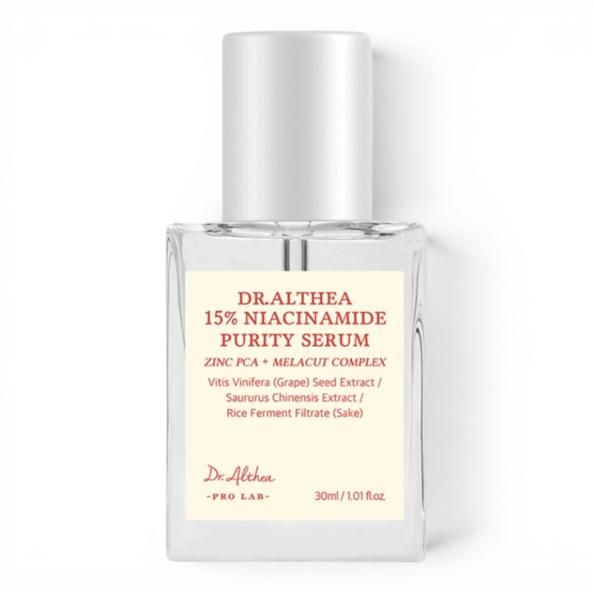 bareskin.lt Dr. Althea 15% Niacinamide Purity Serum serumas su 15 % niacinamido padeda palaikyti tolygesnę ir skaistesnę odos išvaizdą