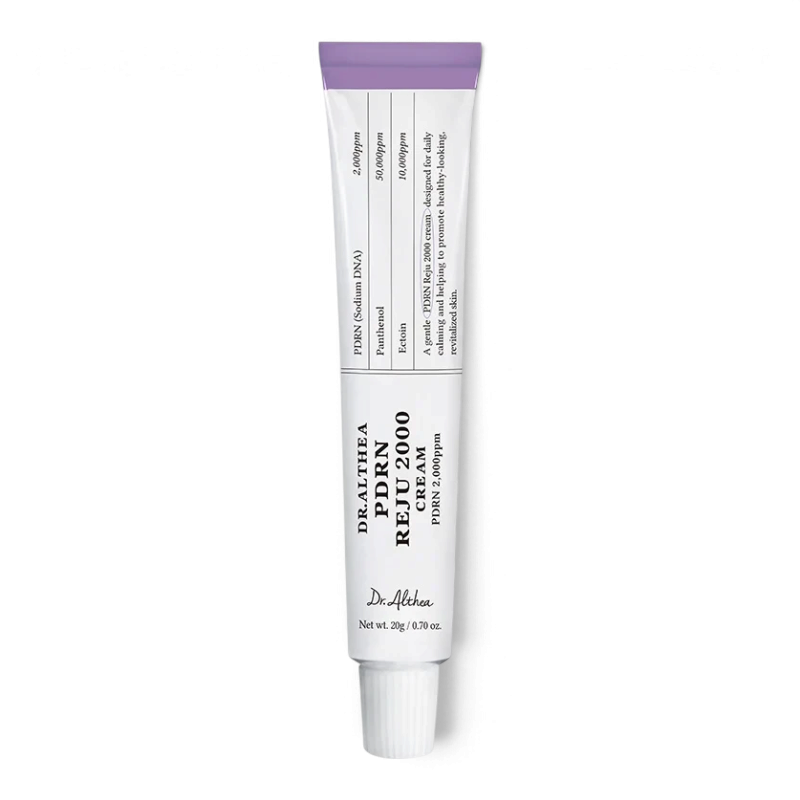 bareskin.lt Dr.Althea PDRN Reju 2000 Cream in a white tube with purple cap for skin calming and revitalization