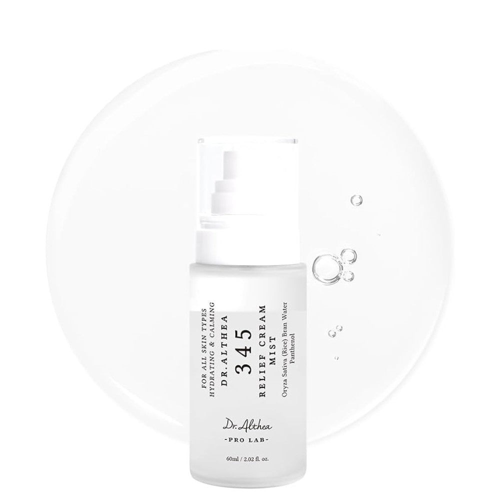 bareskin.lt Dr. Althea 345 Relief Cream Mist veido dulksna padeda palaikyti odos minkštumą ir tolygų drėgmės pojūtį