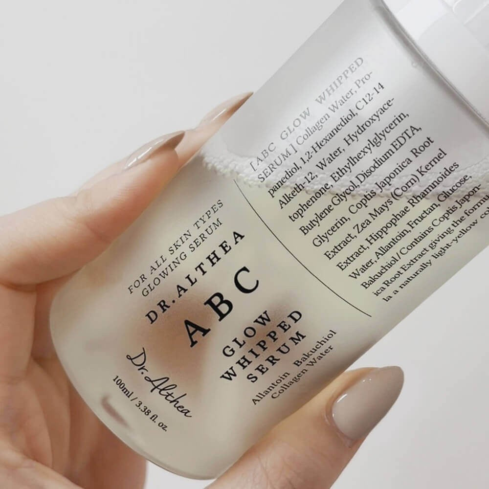 bareskin.lt Dr. Althea ABC Glow Whipped Serum putų pavidalo tekstūros veido serumas, skirtas odos drėgmės, elastingumo pojūčio ir natūralaus skaistumo palaikymui