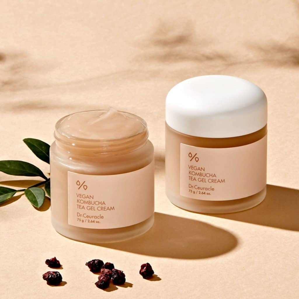 bareskin.lt Dr. Ceuracle Vegan Kombucha Tea Gel Cream gelinis kremas kasdieniam odos drėkinimui ir komfortui