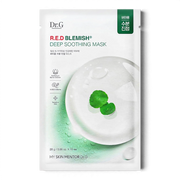 Dr.G Red Blemish Deep Soothing Mask from bareskin.lt for calming and hydrating sensitive skin with 5-cica complex.