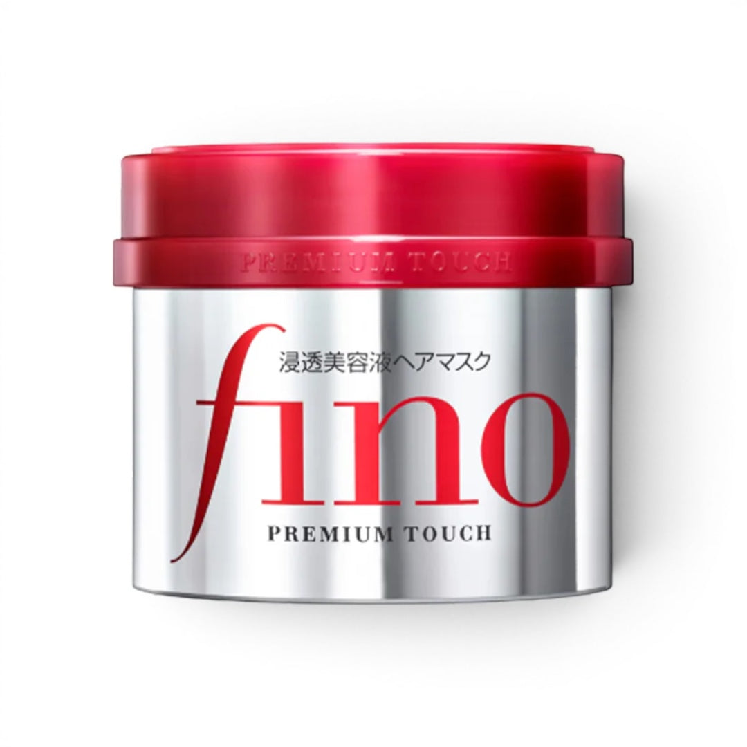 bareskin.lt Fino Premium Touch intensive hair mask in a silver jar with a red lid for dry and damaged hair.