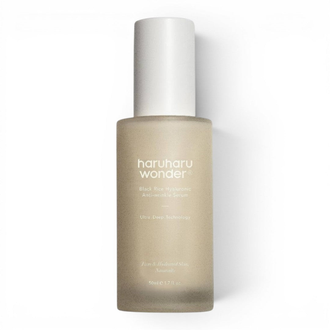 bareskin.lt Haruharu Wonder Black Rice Hyaluronic Anti-wrinkle Serum serumas su dideliu natūralios kilmės ingredientų kiekiu skirtas kasdienei veido odos priežiūrai