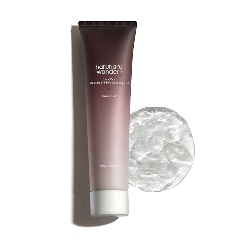 bareskin.lt HaruHaru Wonder Black Rice Moisture 5.5 Soft Cleansing Gel fermentuotų juodųjų ryžių bei bambuko ekstrakto veido prausiklis