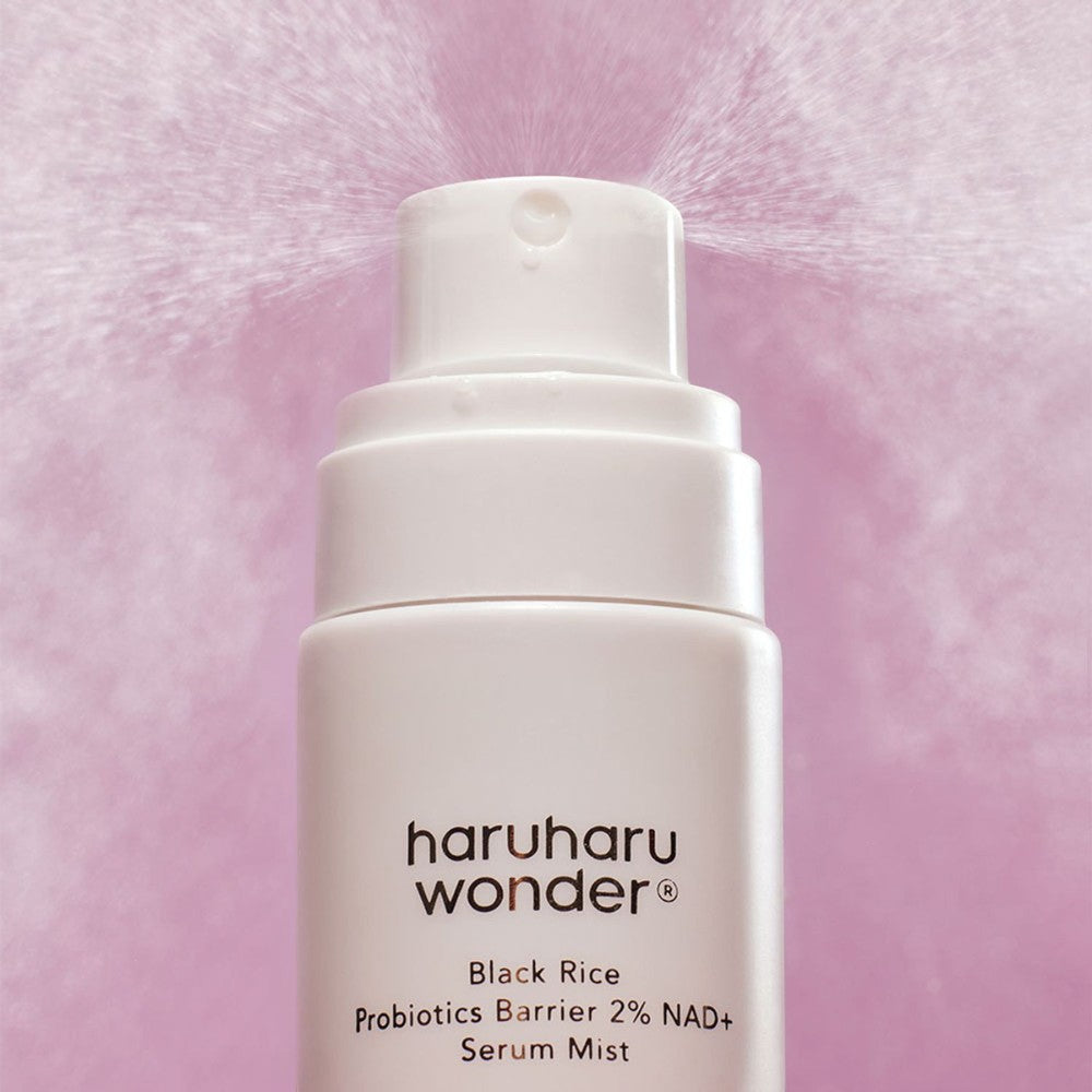 bareskin.lt haruharu wonder Black Rice Probiotics Barrier 2% NAD+ Serum Mist veido dulksna su NAD+, probiotikais ir 5 keramidų kompleksu