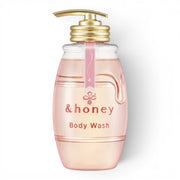 bareskin.lt &Honey Rose Honey Melty Moist Gel Body Wash in a clear pink bottle with a gold pump dispenser