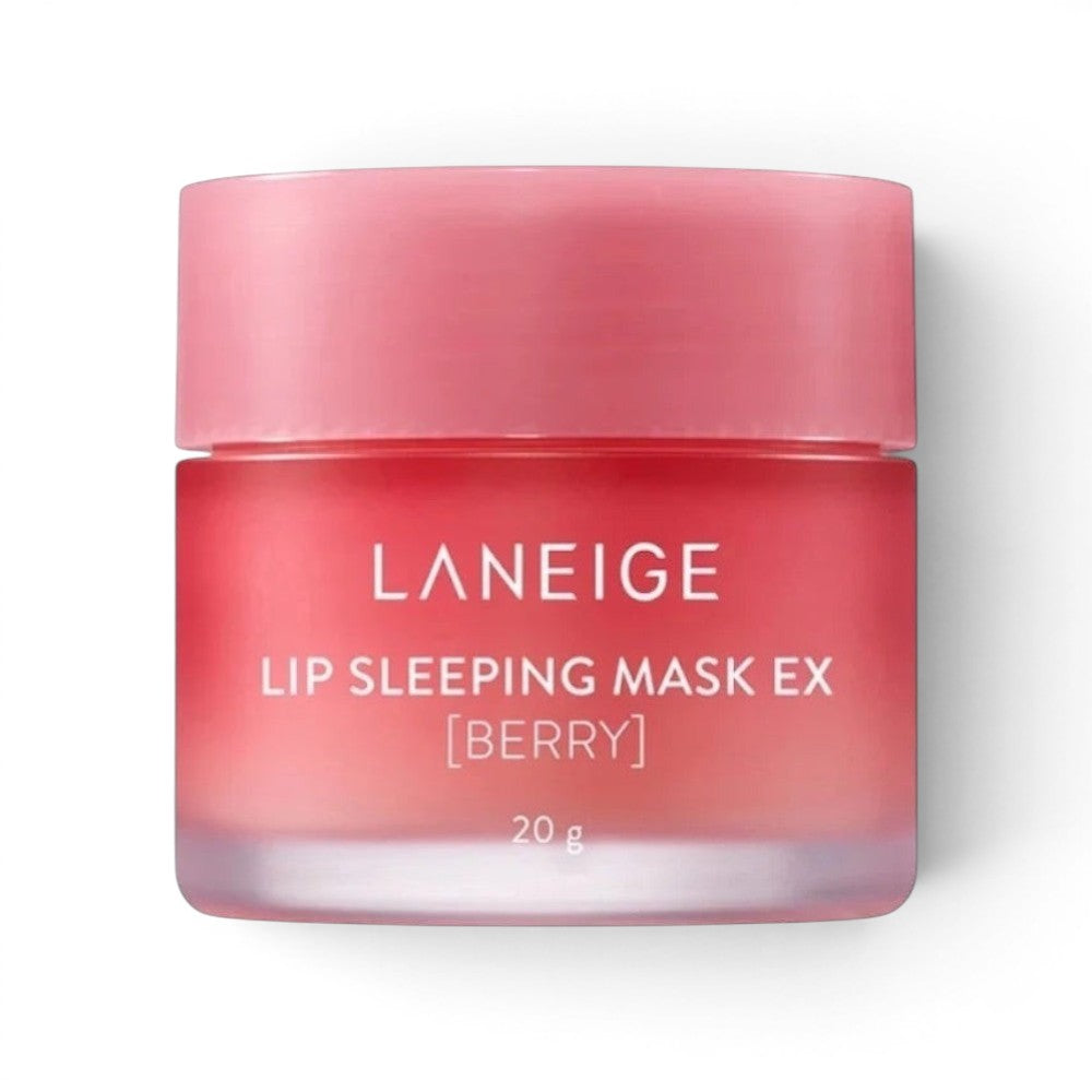 bareskin.lt LANEIGE Lip Sleeping Mask Berry in a pink 20g glass jar for overnight lip hydration and nourishment.