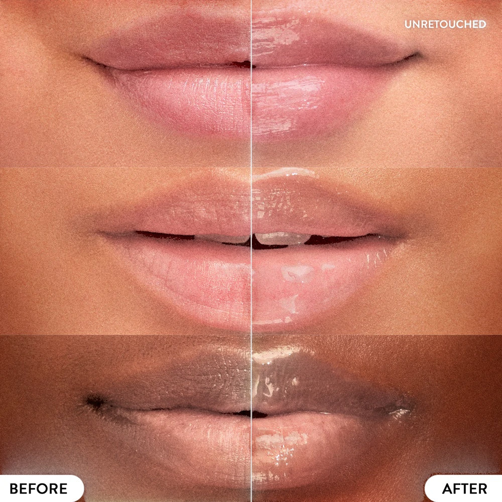 bareskin.lt LANEIGE Lip Sleeping Mask Mint Choco showing before and after results on diverse skin tones